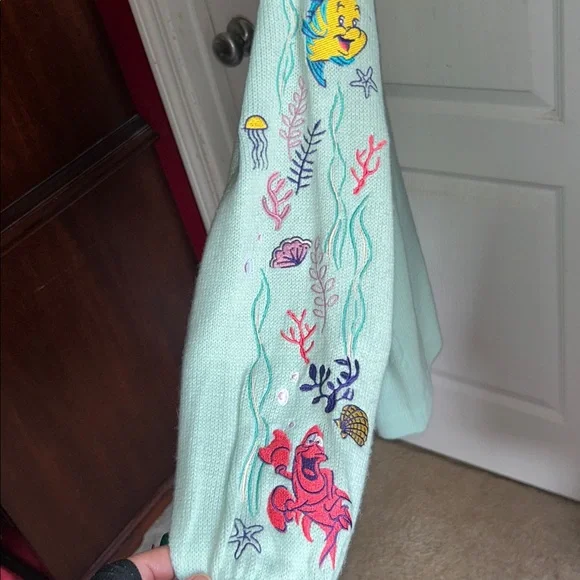 HP🎊Mint Green Women's Open Front Little Mermaid Cardigan Sweater - Picture 4 of 6